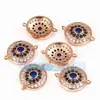 Accesorios para Joyería DIY Cobre Puro Chapado en Oro Microincrustado Ojos del Diablo Ojo Azul Conector 18mm