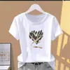 Camiseta Casual de Alta Qualidade com Estampa de Letras, Manga Curta para Mulheres, Verão, Gola Redonda, Solta e Versátil, Top da Moda Estilo Mãe