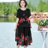 Conjunto de Moda de Verano para Mamá Blusa de Riqueza para Mujer de Mediana Edad Pantalones Culotte Talla Grande Conjunto de Dos Piezas de Gasa para Edad Media y Personas Mayores