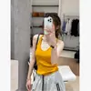 Camisola de Estilo Deportivo con Cuello en U para Mujer, Ropa de Verano con Almohadillas en el Pecho, Corte Ajustado, Camiseta Básica Versátil, Top, Camiseta sin Mangas para Ropa Interior