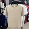 Camiseta masculina de algodão de alta qualidade, nova para o verão, de manga curta, moderna e versátil, corte solto, elástica, bordada, com toque premium