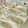 Nuevo modelo 2025 juego de ropa de cama de algodón de cuatro piezas con encaje de algodón, funda de edredón, sábana, juego de ropa de cama de tres piezas para dormitorio
