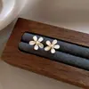 Brincos Florais Ovais Pérola de Óleo Agulha de Prata Brincos Estilo Corte Retrô Francês Brincos Vintage da Idade Média para Mulheres