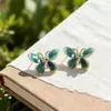 Brincos de Borboleta com Esmalte Gotejado Novos Brincos Estilo Nacional Chinês Moda Retrô Luxo Leve Design de Alto Padrão Senso de Design Brincos de Nicho para Mulheres