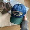Gorra estilo ins coreano Colorblock Vintage Bordado de Letras Beige Verde Ajustable Casual Béisbol Sombrero para el Sol