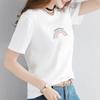 2889 # Camiseta de Manga Curta para Mulheres, Versão Coreana Solta para Estudantes (95% Algodão 5% Elastano) (Novo Tamanho XXL)