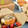 Caja de papel kraft desechable caja de papel kraft engrosada caja de embalaje para alimentos ligeros comida rápida para llevar caja para pollo frito imprimible al por mayor
