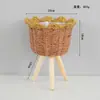 Suporte de planta de chão em Rattan para sala de estar, vaso de flores em madeira maciça, cesta de flores trançada, prateleira para plantas verdes de varanda, transfronteiriço
