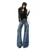 ¡Nuevo Producto!Transfronterizo Otoño 2026|Jeans Anchos de Cintura Media-Baja Sueltos con Estampado de Rayos Lavado Vintage Ojos de Gato