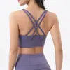 Top de yoga transfronteiriço com design de costas cruzadas, sutiã esportivo à prova de choque e com suporte, top fitness