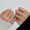 Anéis de Casal Banhados a Prata 925, Anéis Ajustáveis para Homens e Mulheres, Design Minimalista, Anéis para o Dedo Indicador