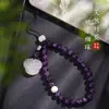Pingente de Ametista Natural Corda para Pendurar Celular Corrente Pendurada no Pulso Artesanato Feito à Mão Feminino Corrente para Pendurar Celular