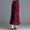 Saia Cauda de Peixe com Flocagem Feminina Verão Fina 2025 Nova Cintura Alta Quadril Saia Média plus size Saia Tubinho