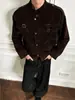 Chaqueta de diseño retro americano con empalmes de imitación ante para hombre, otoño, corte limpio, estilo granero