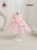 Novo Vestido de Princesa para Meninas Rosa de Um Ombro Flores 3D Tule Saia Bufante Vestido Formal de Performance Infantil