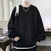 Sudadera Falsa de Dos Piezas con Gipsófila para Hombre en Otoño e Invierno, Sentido del Diseño Marca Trbottomy Design, Camisa Base Casual Holgada de Otoño con Terciopelo