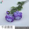 Rosa de té de 3 cabezas en flocado Qianzi Lulian, arreglo escénico, paisaje, flores falsas, boda romántica, arreglo floral de camino, flores de simulación