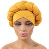 Turbante de Trenza Grande de Seda de Leche de Venta Caliente Europea y Americana, Sombrero Turbante de Esponja de Color Puro, Estilo Bohemio Gele al por mayor