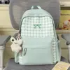 Mochila Nueva con Diseño de Cuadros tipo Tartán Dulce de Moda para Estudiante de Primaria Chica Alta Apariencia Mochila de Escuela Secundaria