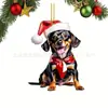 Nuevo Sombrero de Navidad Transfronterizo Perro Dachshund Árbol de Navidad Colgante Decorativo Acrílico Plano Regalo Colgante Decorativo