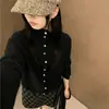 Suéter de punto cruzado estilo coreano, simple y elegante, que reduce la edad, de cuello alto medio con botones para mujer, nueva moda otoño/invierno 2026, holgado y suave