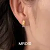 Aretes Geométricos Facetados de Zirconia Chapados en Oro Real de 18K Grueso Lujo Accesible Normcore de Gama Alta con Aguja de Plata S925 para Mujer