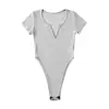 Top de una pieza para mujer, cuello en V de manga corta, estilo 'hot girl', nuevo de verano 2023, camiseta interior sexy para adelgazar la cintura