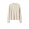 Suéter novo de outono e inverno 100% cashmere, simples e versátil, para mulheres, gola alta discreta, manga longa, pulôver, corte justo, suéter base de malha