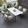 Conjunto de Mesa e Cadeiras para Exterior Terraço ao Ar Livre Vila Jardim Pátio Varanda de Inverno Cadeira de Rattan para Exterior Mesa e Cadeiras de Jantar para Lazer