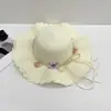 Sombrero de Paja de Playa de Ala Ancha para Mujer Verano Viajes a la Costa Vacaciones Protección Solar Guirnalda Sombrero para el Sol Sombrero para el Sol de Ciclismo al Aire Libre