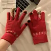 Guantes de Lana para Mujer con Pantalla Táctil Invierno Resistentes al Frío Engrosados Estilo Coreano Bloque de Color Simples de Moda para Exteriores Ciclismo Oficina de Dedos Completos