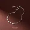 Plata de Ley 925 Geométrico Cuadrado Pequeño para Mujer Simple Nicho Lujo Accesible Estilo Ins Cool Pulsera Tobillera Envío Directo