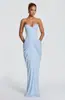 Vestido strapless transfronterizo estilo europeo y americano con pliegues que ciñen la cintura y un bajo escalonado, vestido largo de sirena para banquetes y fiestas, vestido elegante