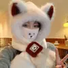 Bonito Sombrero de Oso para Mujer, Nuevo Estilo de Invierno, Felpa, Cortavientos, Engrosado, Cálido, Adelgazante de Rostro, Protector de Orejas, Gorro Bufanda