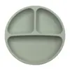 Prato de Jantar de Silicone Prato de Jantar Redondo para Bebê Prato Divisor de Comida Prato de Comida Integrado Sorridente para Crianças Tigela de Arroz para Crianças