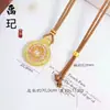 Colgante de Calabaza Chapado en Oro Tendencia de Tiktok, Dios de la Riqueza Amarillo, Brújula de los Ocho Tesoros Propicios, Cadena para Suéter de Cuerda para Cumplir Deseos al por Mayor