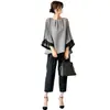 En stock 2026 suministro transfronterizo ropa de verano para mujer: conjunto de top y pantalón de color liso, cuello redondo, manga corta holgada tipo murciélago