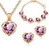 Comercio Exterior Joyería al por Mayor Elemento de Corazón Caliente Diamante de Agua Set de Pulsera Pendientes Collar 399