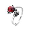 Anillo Nuevo Puerta Este Grande Zorro Granate para hombre y mujer retro rojo paloma sangre personalidad Moda anillo abierto mujer Mayoreo