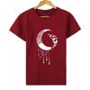Camiseta moderna com estampa em inglês de personagem de desenho animado, camiseta casual feminina, top da moda, solta, feminina, gola redonda