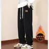 Pantalones casuales de pana de pierna recta, corte holgado, de moda, para hombre, primavera y otoño, forrados de forro polar para deportes de invierno