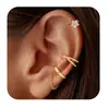 Europeo y Americano Transfronterizo Más Vendido Latón Electrochapado en Oro Real Moda y Sencillez Línea Cruzada de Circonita Clip para Hélice Auricular Juego de Tres Piezas