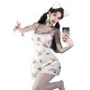 Vestido ajustado con estampado de gato, falda con lazo, sexy, ajustada a la cintura y cadera para mujer