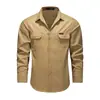 Camisa de Manga Longa para Trabalho Masculina Primavera Outono Casual ao Ar Livre Gola Lapela Cor Sólida Secagem Rápida Camisa Fina Tamanho Grande Jaqueta