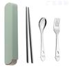 Conjunto de Talheres de Aço Inoxidável Três Peças Garfo Colher Hashi Sorriso Feliz Conjunto de Talheres Infantis Caixa Logo Imprimível