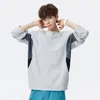 Camiseta Deportiva de Manga Larga con Patrón de Gofre, Secado Rápido para Exteriores, Nueva Colección Otoño 2026 para Parejas, Corte Holgado, Cuello Redondo, Patchwork