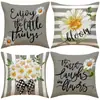 Chegada Nova da Amazon Capa de Almofada Estampada com Flores para Plantio Primavera Decoração Simples para Interior Almofada de Sofá Conjunto Almofada de Carro