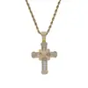 Collar de Hip-Hop Europeo y Americano Cruz de Cobre Colgante de Circonio Pareja Hombres y Mujeres ins Collar de Cobre con Circonio