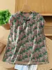Camisa artística de estilo chino con estampado, cuello mao y botones, cárdigan elegante de corte holgado estilo vintage, versátil y elegante para mujer