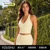 Chaleco de Yoga Deportivo Cruzado sin Espalda con Cuello Halter, Absorbente de Sudor, Secado Rápido, con Almohadillas Extraíbles en el Pecho, Top de Fitness para Mujer